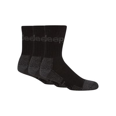 Pack of three black woven logo boot socks